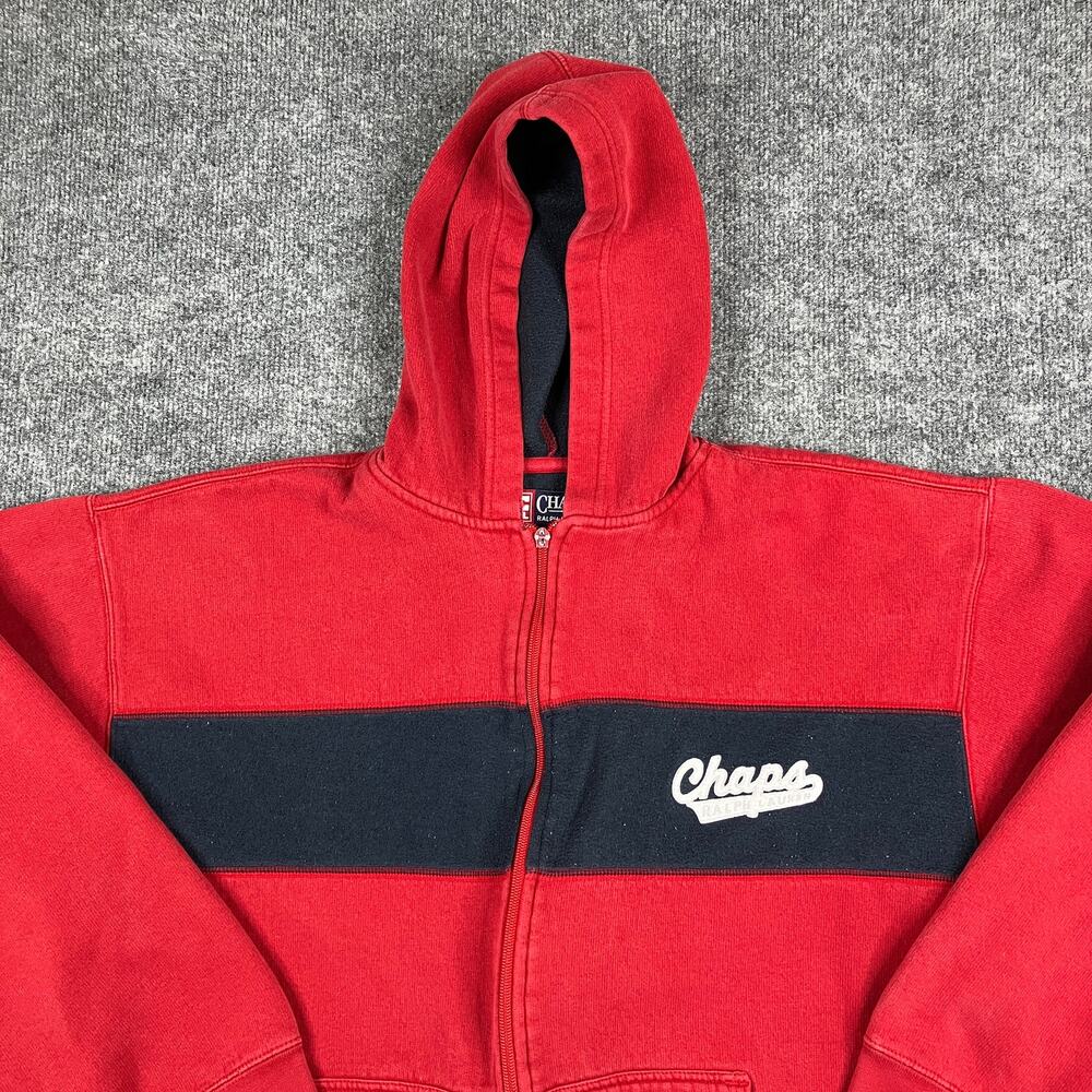 Chaps Ralph Lauren Hoodie Mens Size XL Red Full Zip Athletic Retro‎ Streetwear